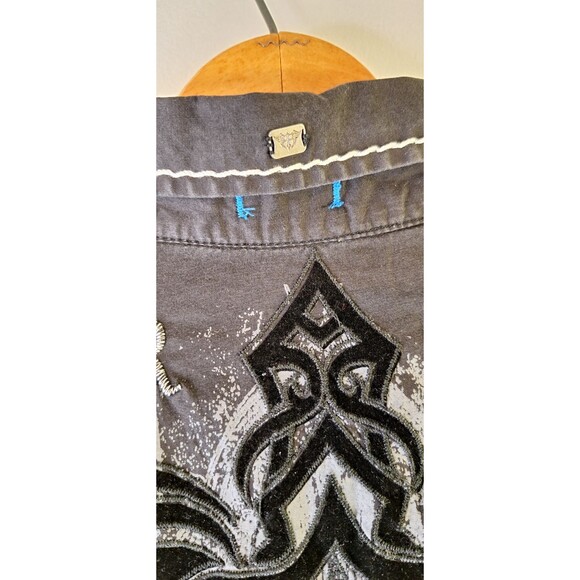 Roar Button Up Shirt Men’s Size L Affliction Style Embroidered Y2K Punk Biker - Picture 7 of 12